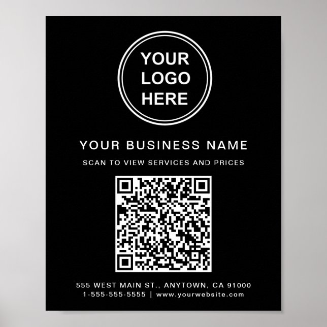Poster Logotipo comercial QR preto (Frente)
