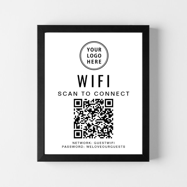 Poster Logotipo comercial Wifi Network Código QR (Criador carregado)