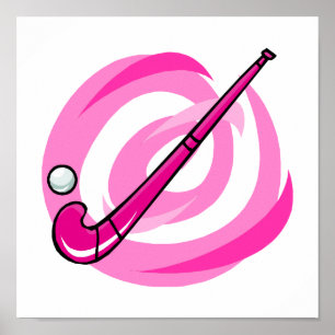 Póster Logotipo cor-de-rosa do hóquei em campo