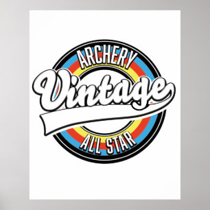 Poster Logotipo da Archery vintage em todas as estrelas