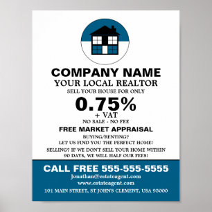 Poster Logotipo da Casa, Realtor, Anúncio de agente estad