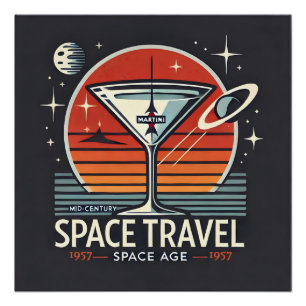 Póster Logotipo da Era Espacial Martini Viagem 1957