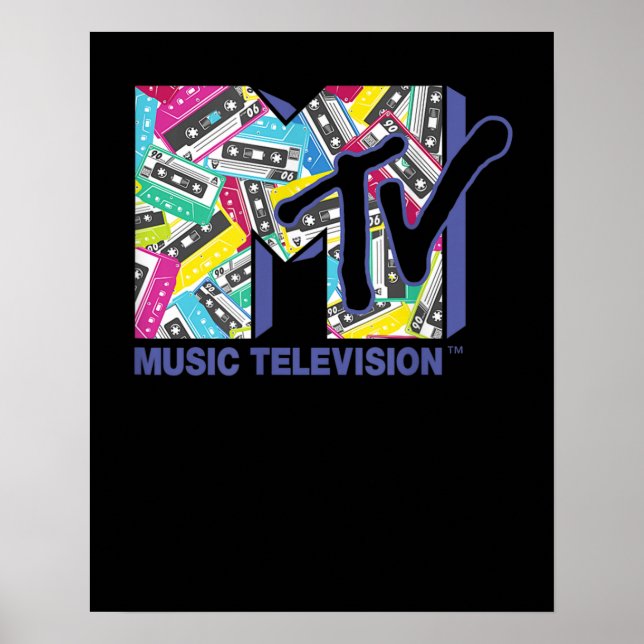 Poster Logotipo da MTV com fitas Retroativas dos anos 80 (Frente)