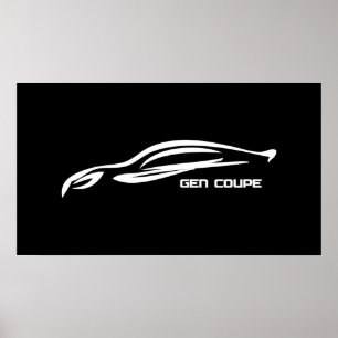 Poster Logótipo da Silhueta Branca Genesis Coupe