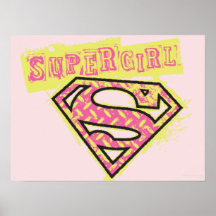 Póster Logotipo da Supergirl Grunge rosa