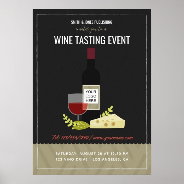 Poster Logótipo de adição de Provando/vinho e queijo (Frente)