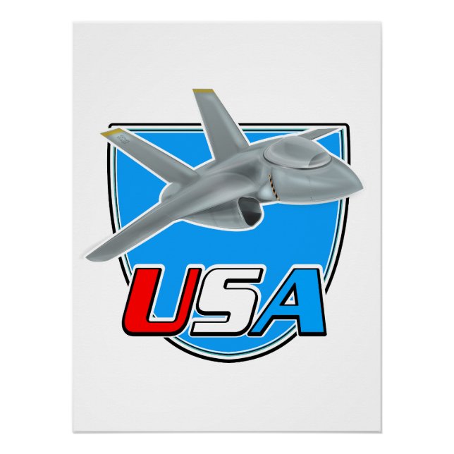 Póster logotipo de avião a jato dos EUA (Frente)