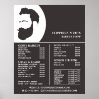 Logotipo de barba, Lista de preços de barbearia ma