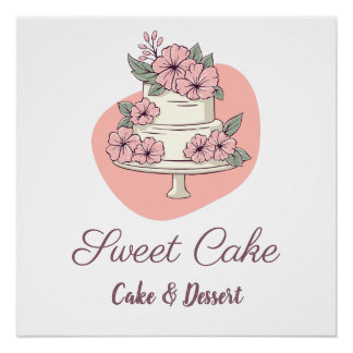 Póster Logotipo de Bolo e Sobremesa da Padaria Sweet Cake