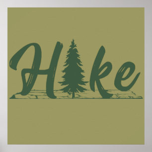 Poster logotipo de caminhada hikers com pinheiro