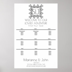 Poster Logotipo de Casamento Coração Deco Minimalista Grá