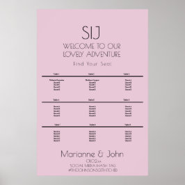 Poster Logotipo de Casamento Rosa Violeta Minimalista Grá