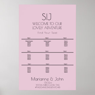 Poster Logotipo de Casamento Rosa Violeta Minimalista Grá