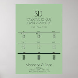 Poster Logotipo de Casamento Verde Minimalista Gráfico de