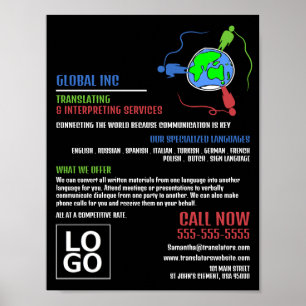 Poster Logotipo de comunicação, Tradutor e Intérprete