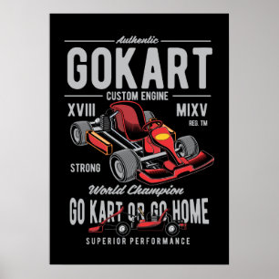 Poster Logotipo de corrida Vintage Go-Kart