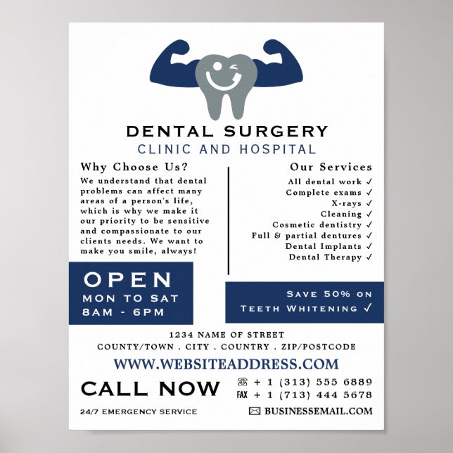 Poster Logotipo de Dente Muscular, Odontologia, Publicida (Frente)