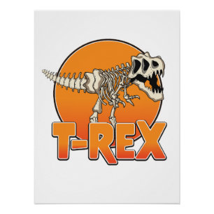Póster logotipo de desenho animado T-REX