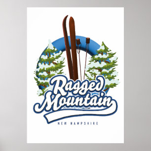 Poster logotipo de esqui Ragged Mountain New Hampshire