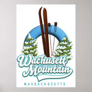 Poster Logotipo de esqui WMassachusetts Mountain
