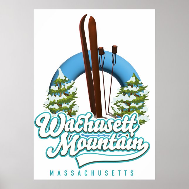 Poster Logotipo de esqui WMassachusetts Mountain (Frente)