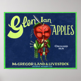 Poster Logotipo de Maçãs Glen Ian Vintage, Hooper, Washin