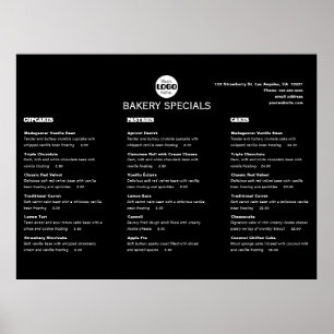 Poster Logotipo de Menu de Restaurante Profissional Preto