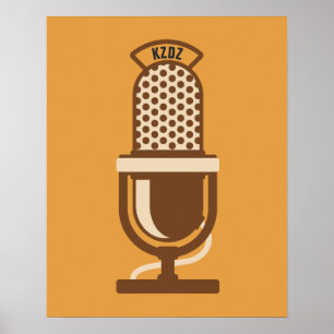 Poster Logotipo de microfone da estação de rádio
