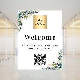 Poster Logotipo de negócios eucalipto abertura bem-vinda 