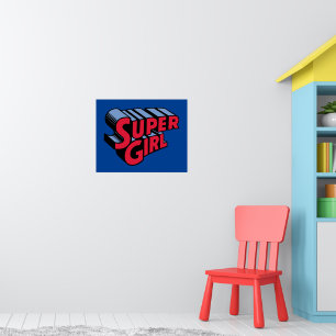 Poster Logotipo de nome empilhado da Supergirl vermelha e