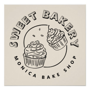Póster Logotipo de Padaria Doce Vintage
