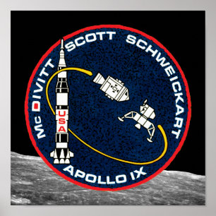 Poster Logotipo de Patch da Missão NASA da Apollo 9