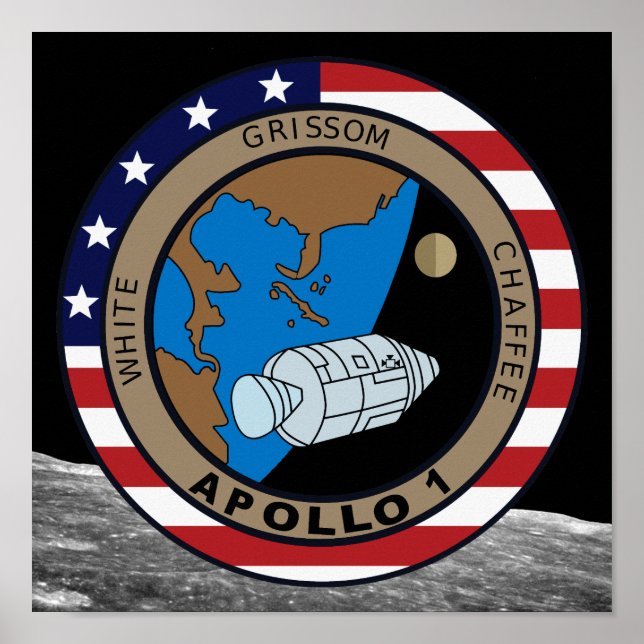 Póster Logotipo de Patch de Missão Apollo 1 (Frente)