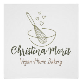 Póster Logotipo de Pequena Padaria Vegana Caseira