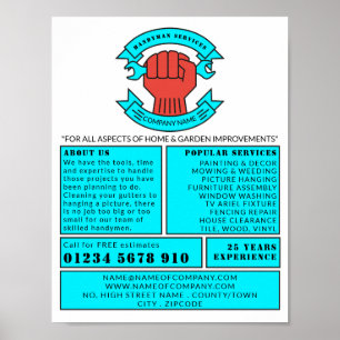 Poster Logotipo de punho, propaganda do Handyman