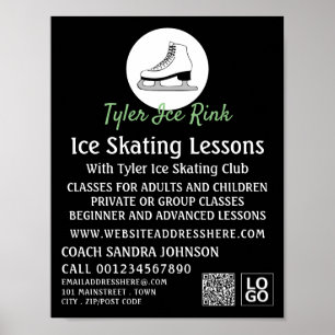 Poster Logotipo De Skate De Gelo, Anúncio De Lição De Ice