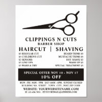 Logotipo de tesoura, anúncio de barbearia masculin