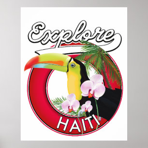 Poster logotipo de viagem Explore Haiti.
