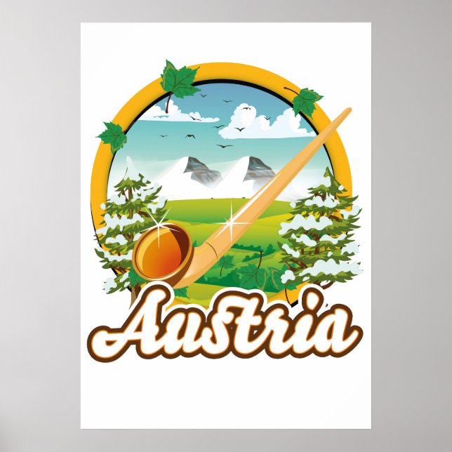 Poster logotipo de viagem retrô da Áustria (Frente)