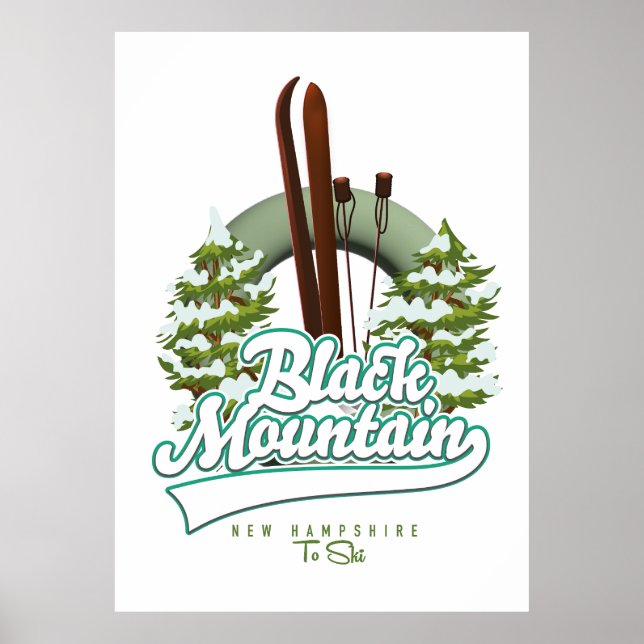 Poster Logotipo do Black Mountain New Hampshire Ski. (Frente)