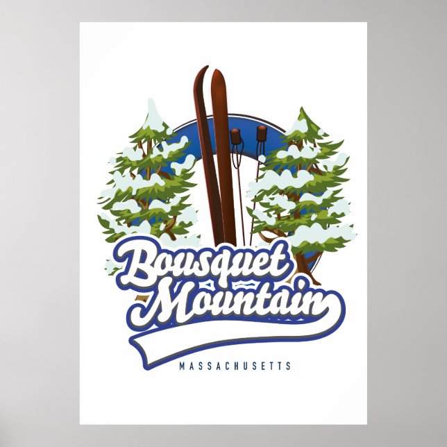 Poster logotipo do Bousquet Mountain Massachusetts Ski (Frente)