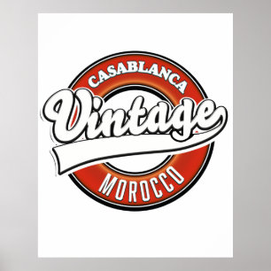 Poster Logotipo do Casablanca Marrocos Vintage