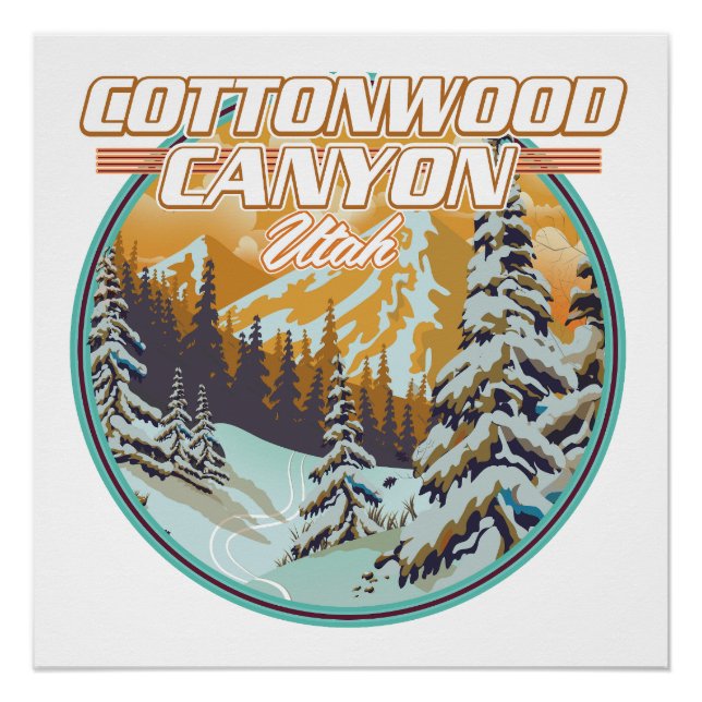 Póster logotipo do Cottonwood Canyon Utah (Frente)