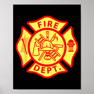 Poster Logotipo do Departamento de Bombeiros Símbolo Unif