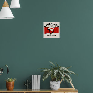 Poster Logotipo do Mapa da Gronelândia Vintage - Sol Árti
