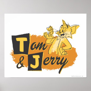 Póster Logotipo do mouse Tom e Jerry em Paw