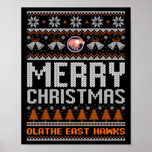 Poster Logotipo do Olathe East Hawks Feliz Natal Suor Fei
