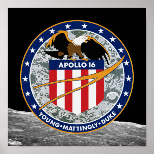 Póster Logotipo do Símbolo da Missão da NASA Apollo 16