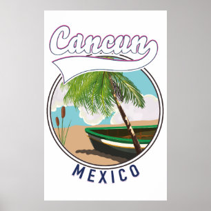 Poster Logotipo do viagem de praia do Cancun Mexico