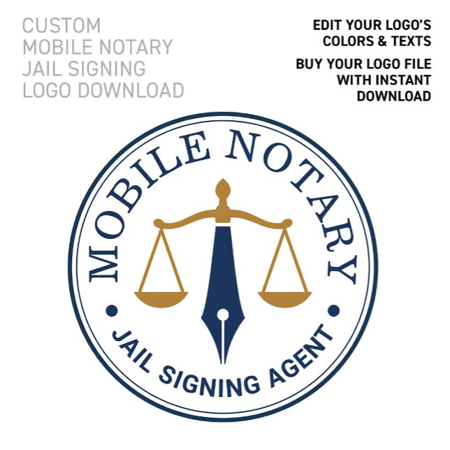 Poster Logotipo Dourado da Marinha Notarial Móvel Persona (Jail Signing Logo Download Mobile Notary:
CUSTOMIZE THIS LOGO COLORS & TEXTS!)